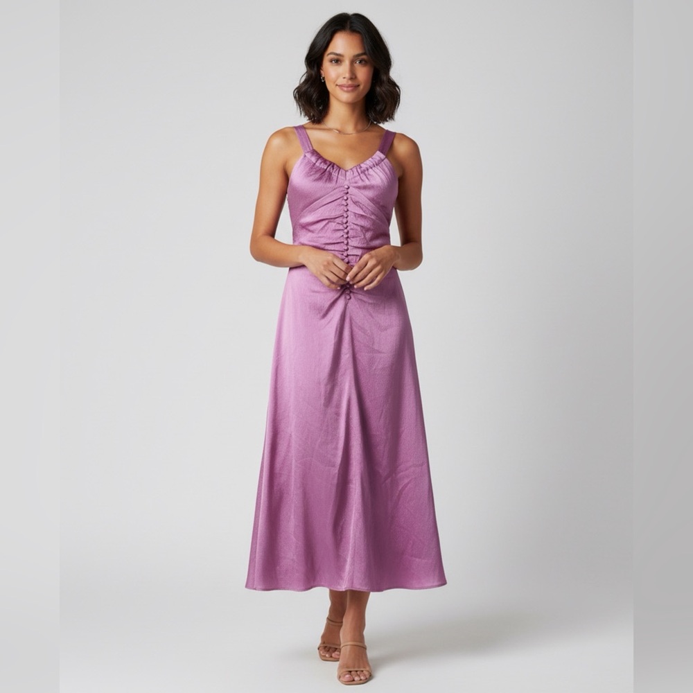 Rejina Pyo Cool Pink Toni Dress NEW designer silk ruched formal wedding 8